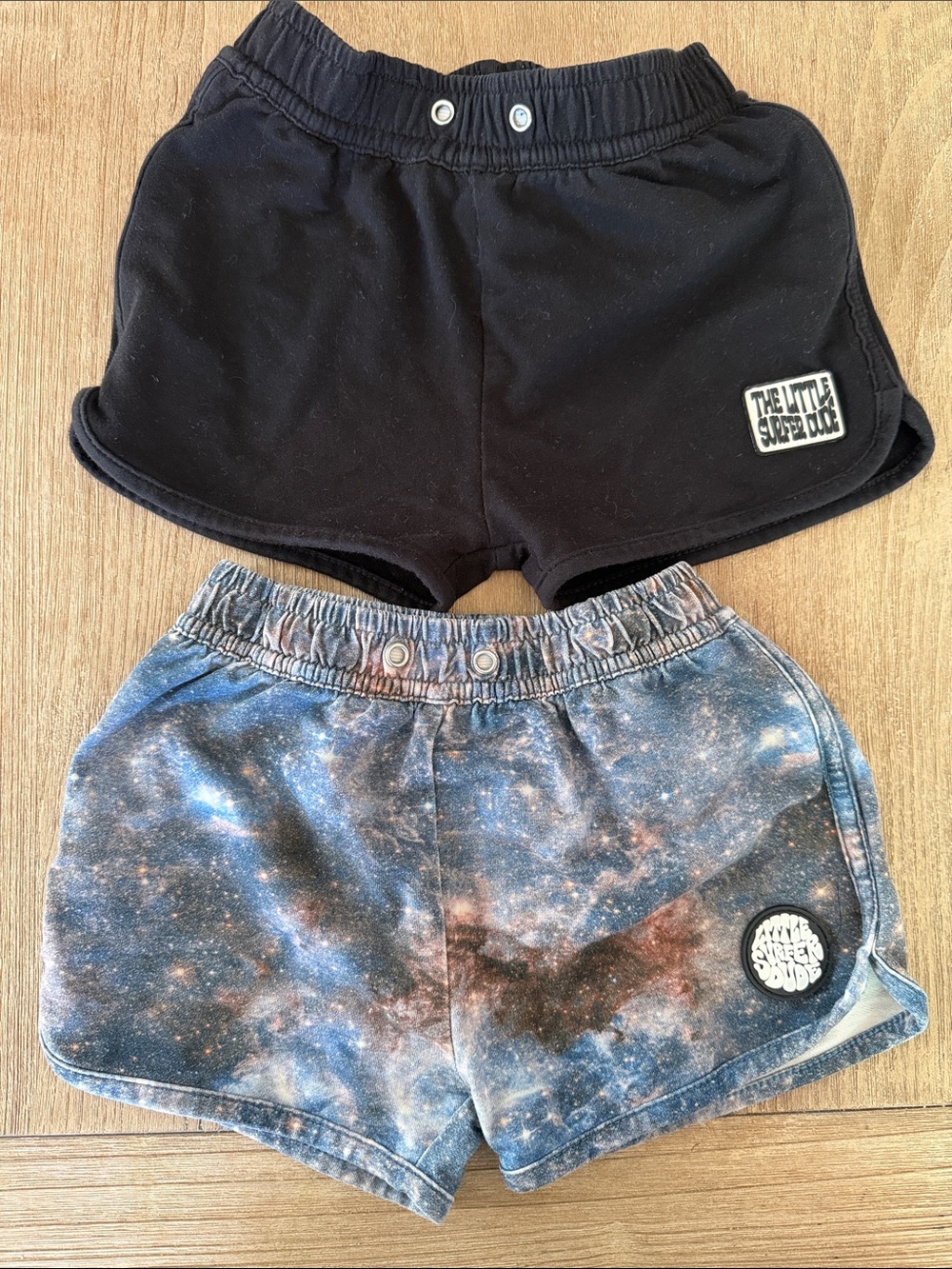 Kids Two-Pack Shorts — Black & Galaxy Print